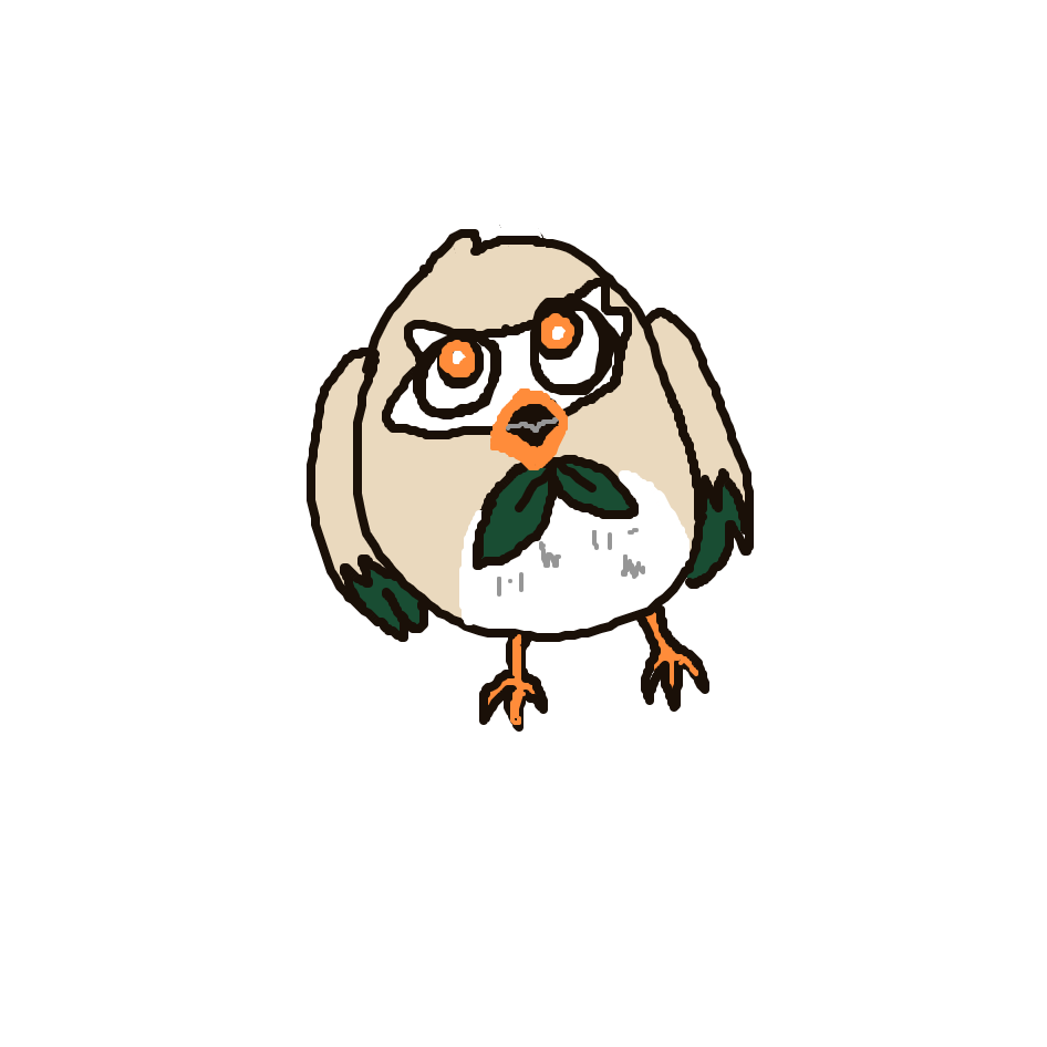 Garfield's drawing of Rowlet — Pokémon sketch on Sketchdex