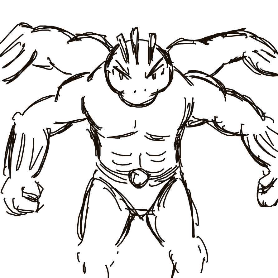 Kanjay's drawing of Machamp — Pokémon sketch on Sketchdex